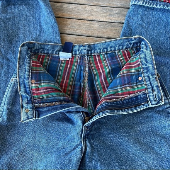 VTG Land’s End Lined High Rise Mom Jeans Women’s Size 6 Festive Plaid GUC USA - Picture 4 of 8